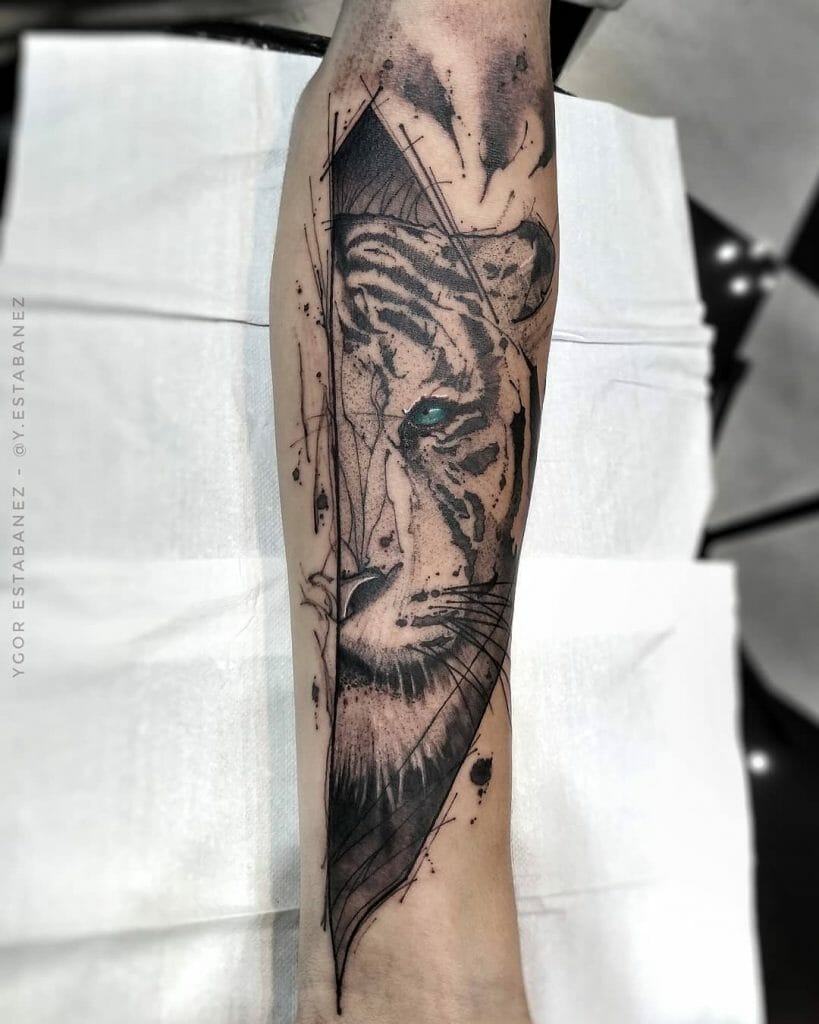 Abstract White Tiger Tattoo