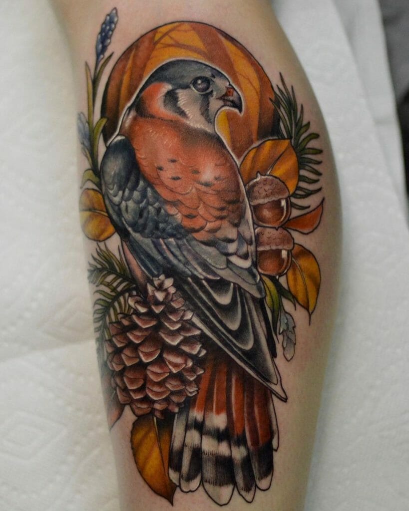 Acorn and Bird Tattoo
