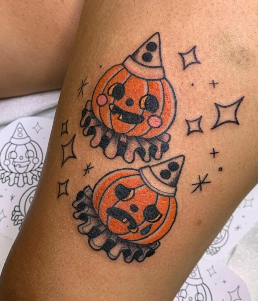 Adorable And Cute Pumpkin Tattoo