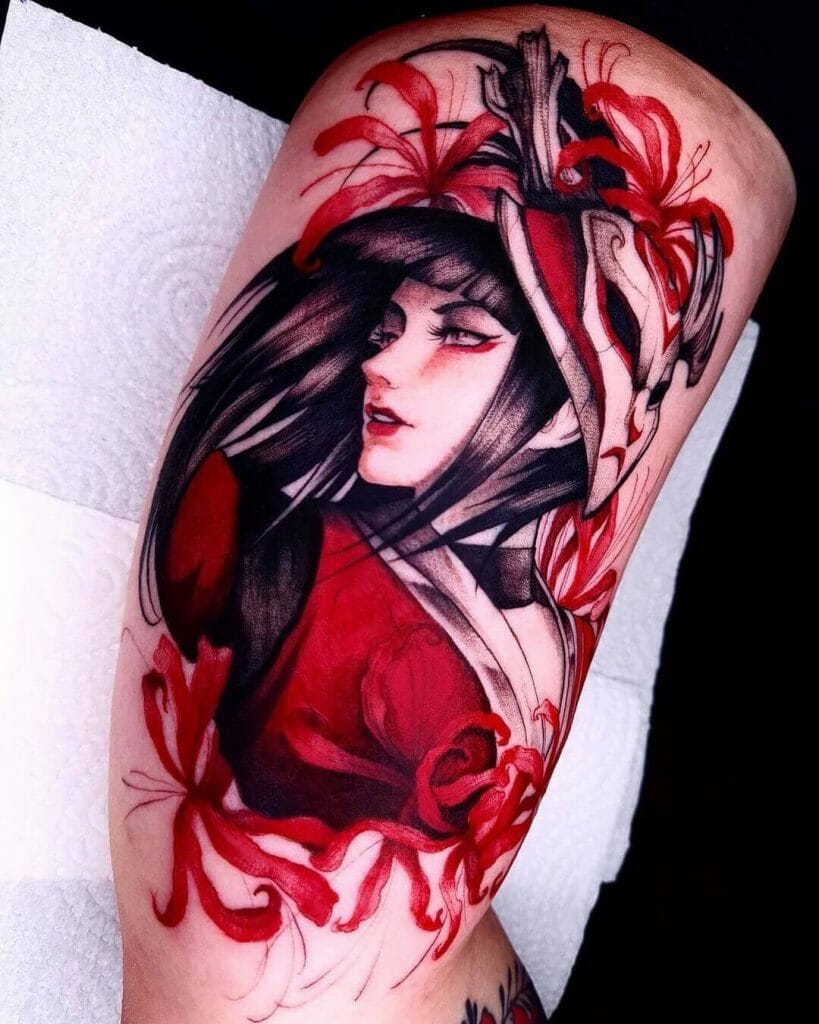 Akali Tattoo In Red