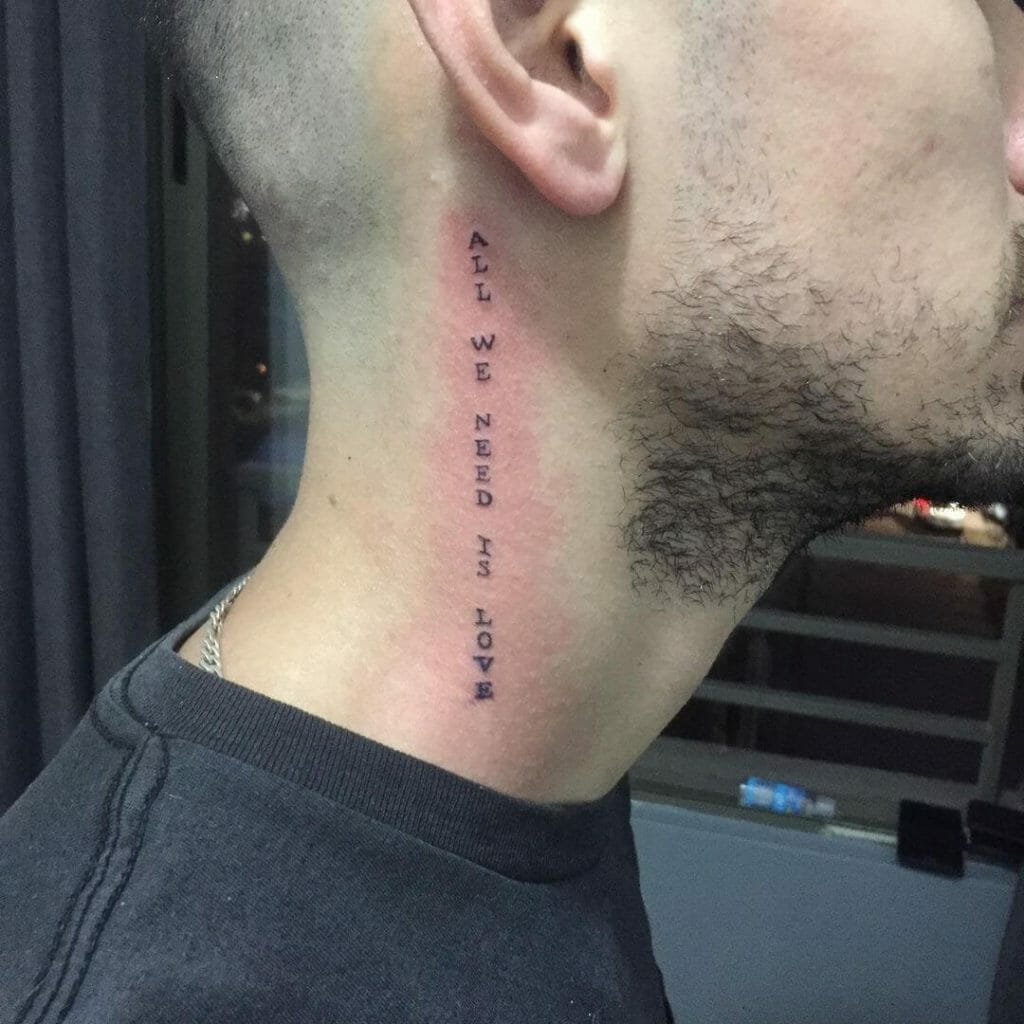 All We Need Is Love Neck Tattoo
