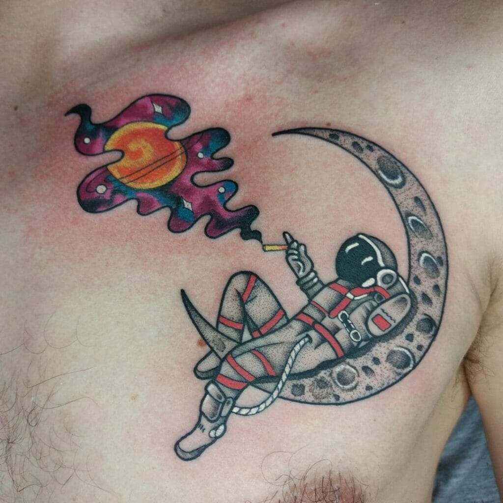 Amazing Astronaut Styled Galaxy Tattoo