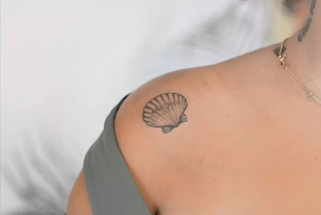 Amazing Seashell Tattoo For Your Shoulder