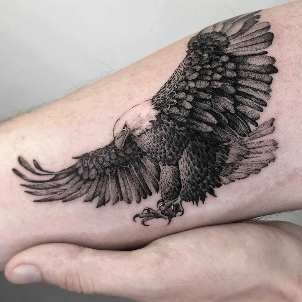 American Eagle Fine Line Tattoo Design