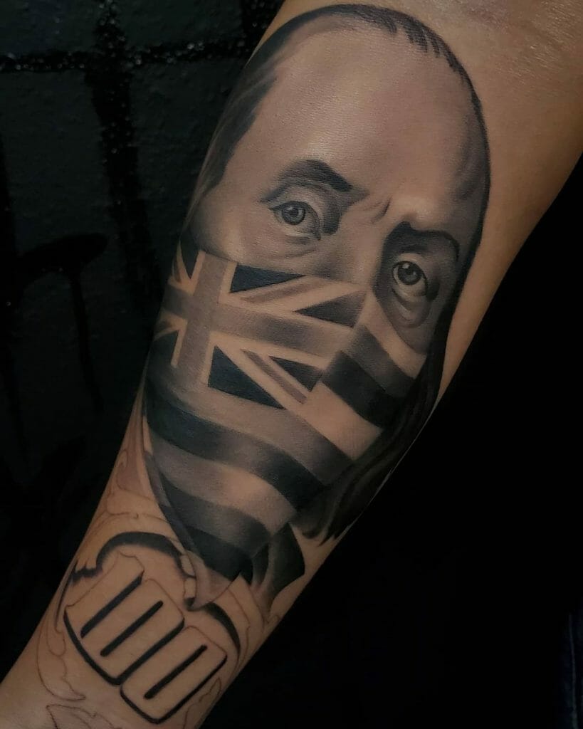 American Flag And Benjamin Franklin Tattoo