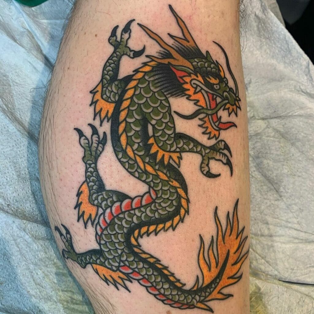 American Traditional Dragon Tattoo Ideas