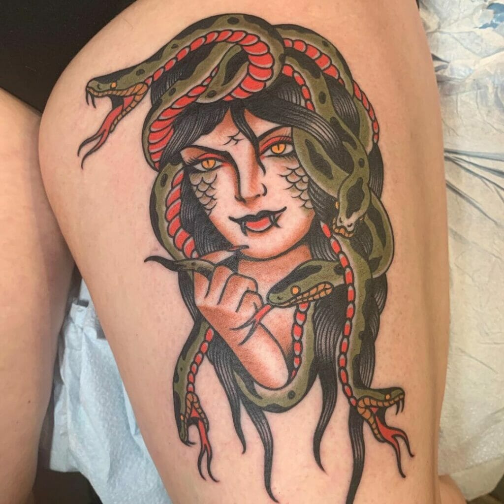 American Traditional Medusa Tattoo Ideas