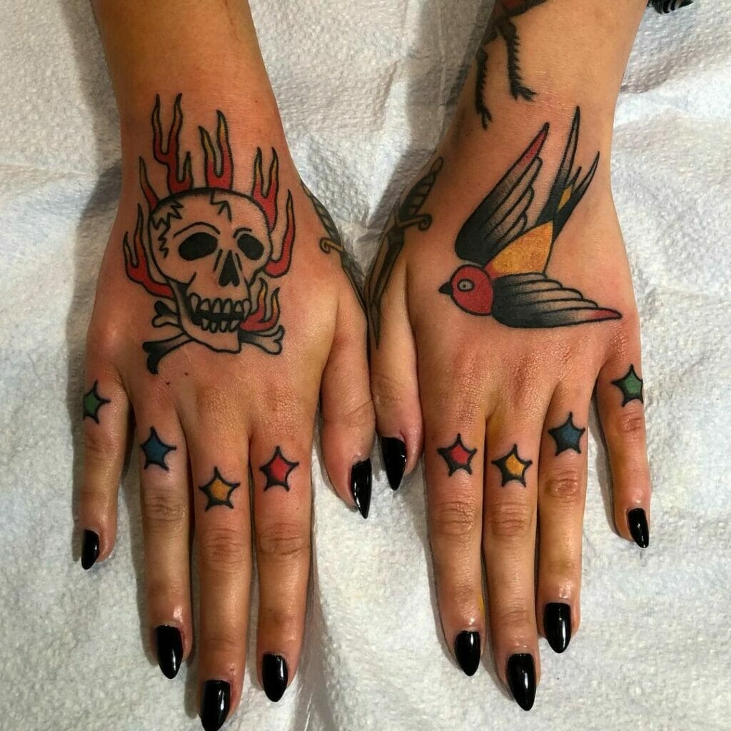 American Traditional Skull Tattoo