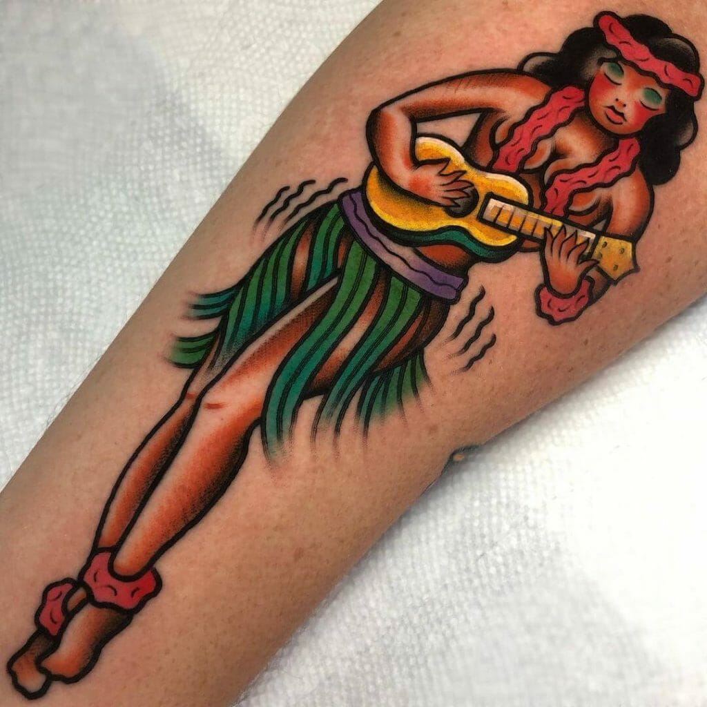 Hawaiian Pin Up Girl Tattoo