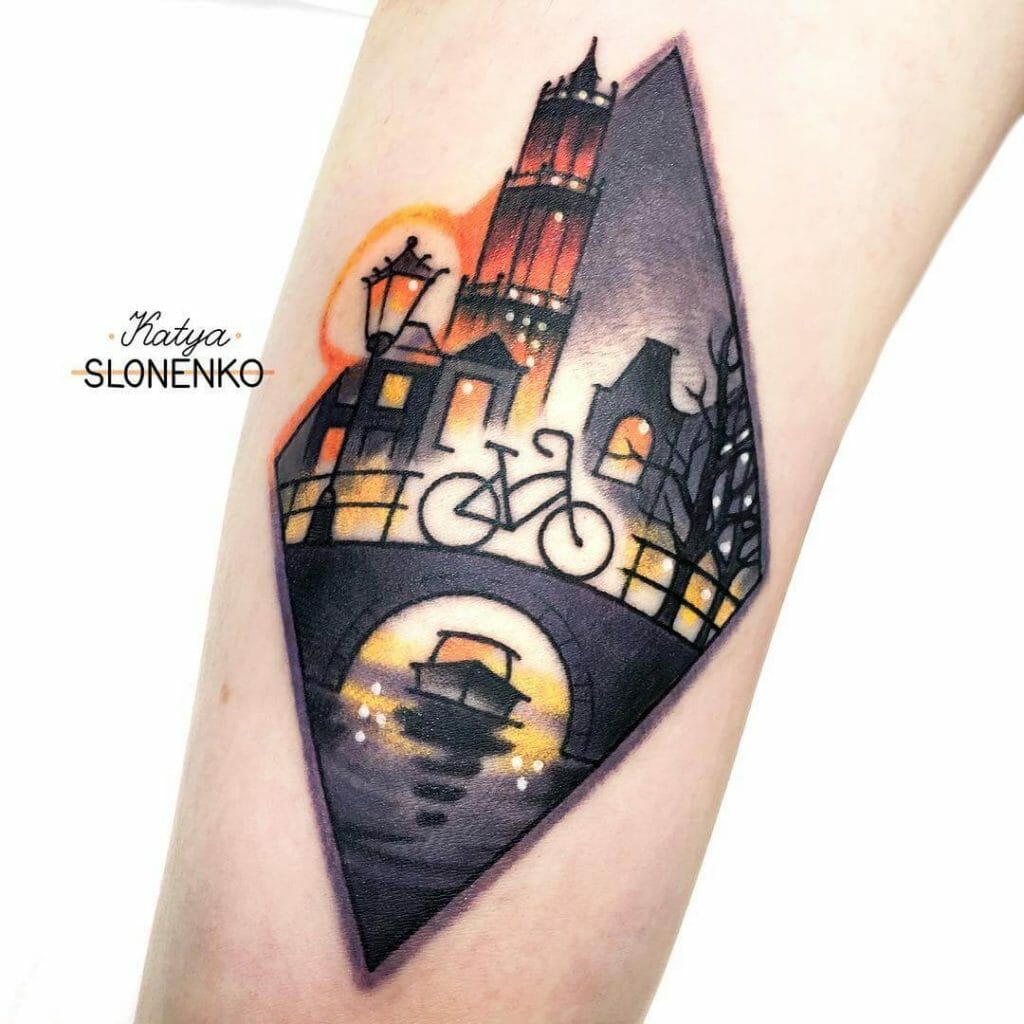 Amsterdam Bridge And City At Night Tattoo