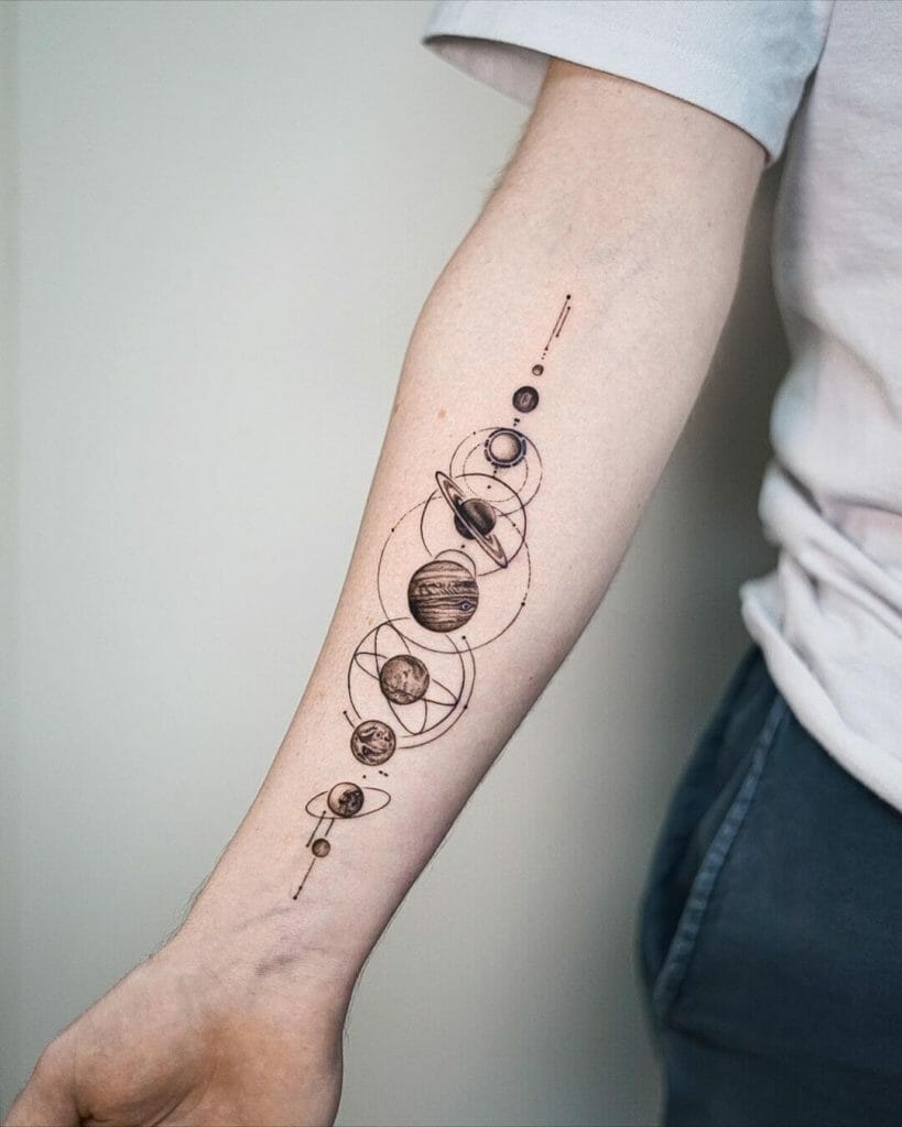 An Individual's Unique Planetary Array Tattoo