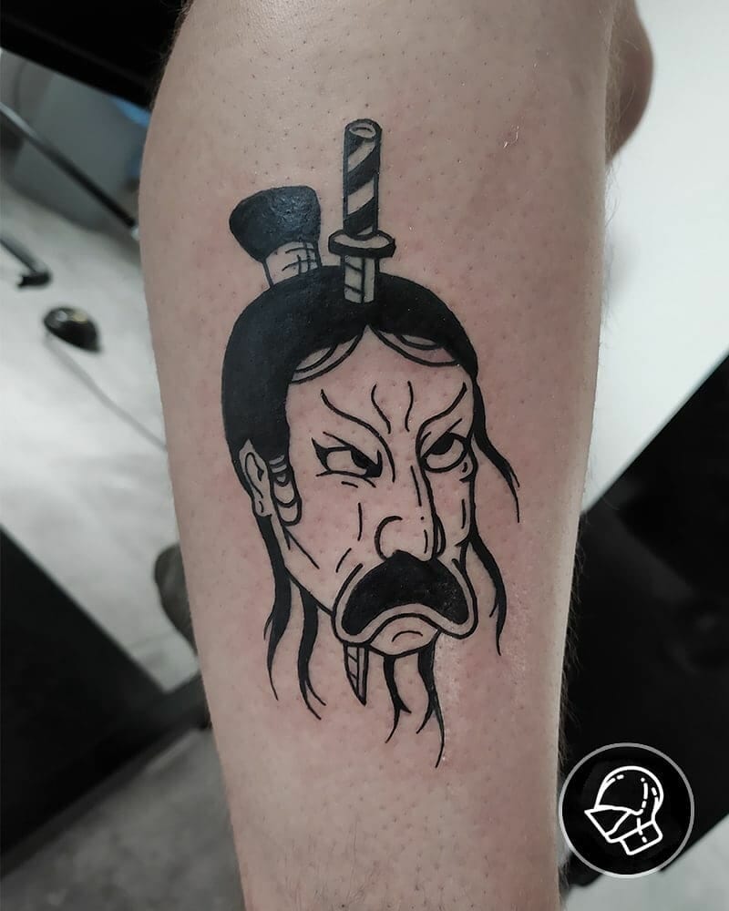 Angry Face Of A Samurai Tattoo