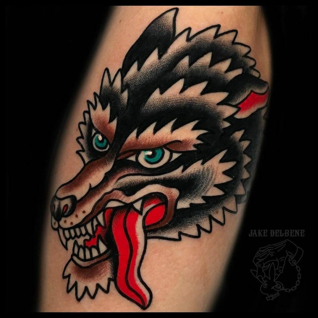 Angry Wolf Head Tattoo