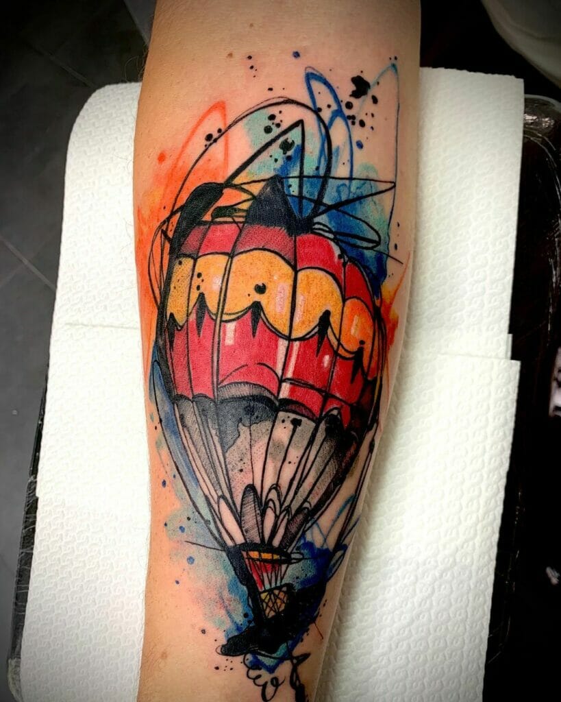 Animated Hot Air Balloon Tattoo