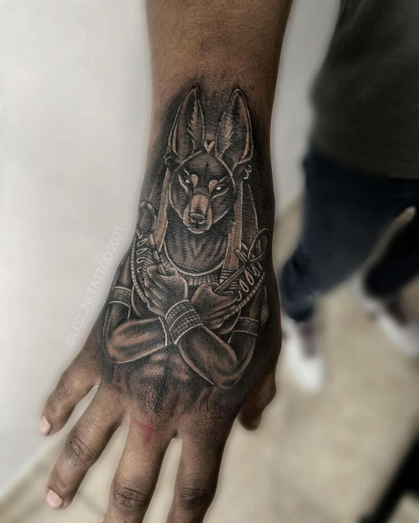 Anubis Hand Tattoo 