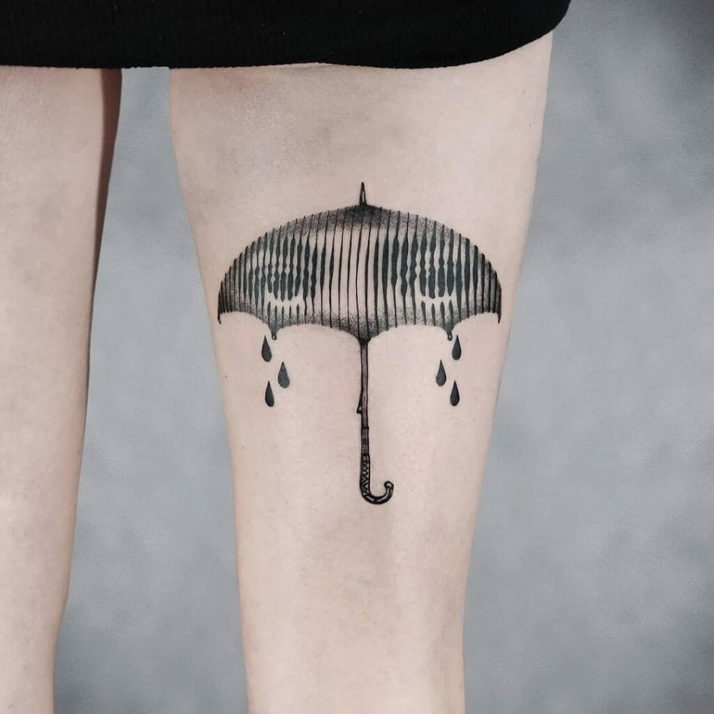 Artistic Blackwork Umbrella Tattoo