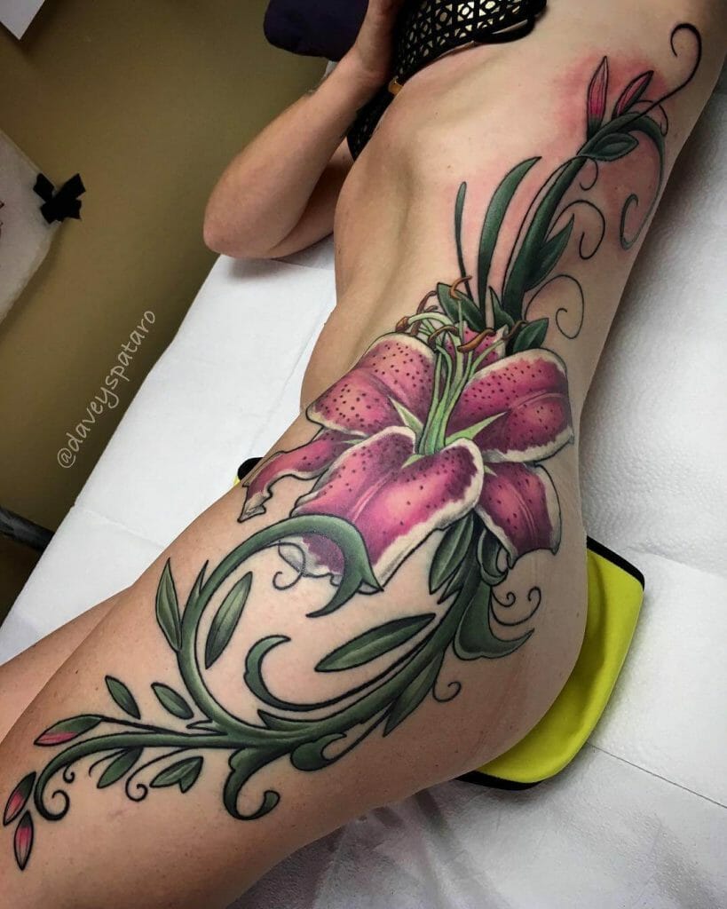 Artistic Pink Lily Stargazer Lily Tattoos