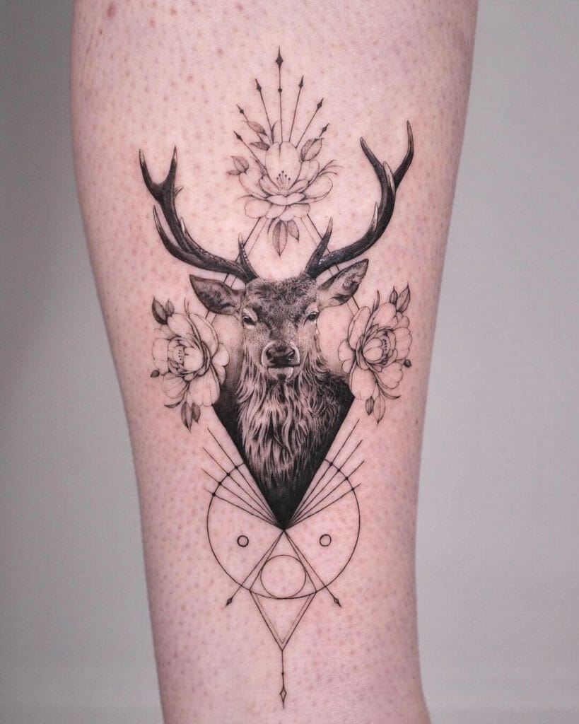 Artistic Stag Tattoo Design