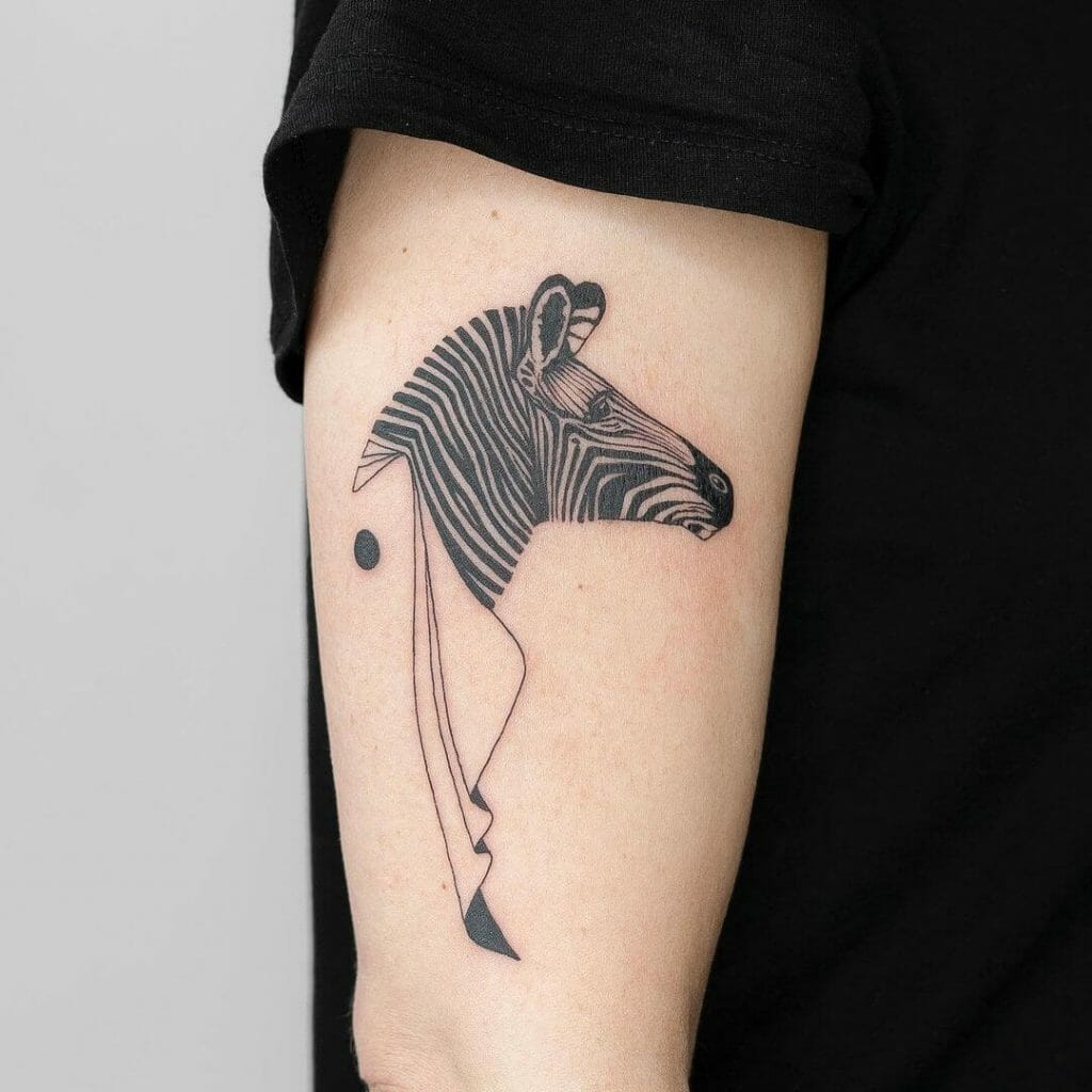 Artistic Striped Zebra Tattoo