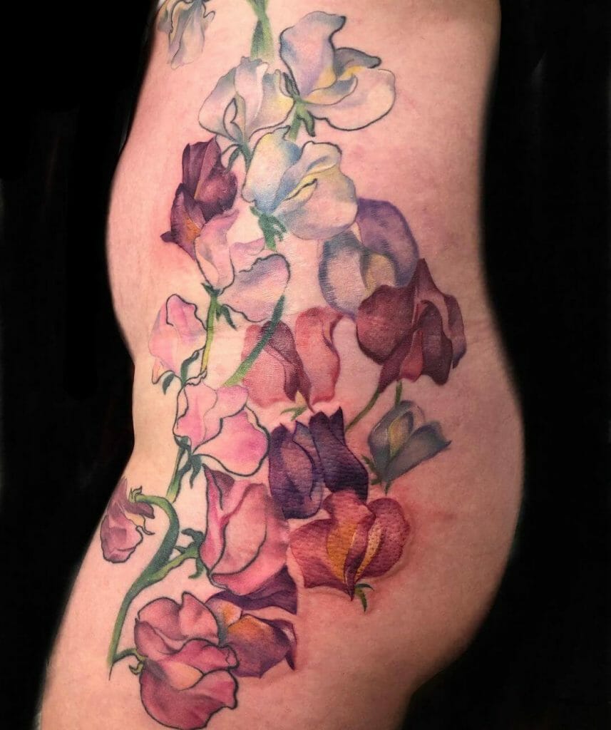 Assorted Sweet Pea Flower Tattoos
