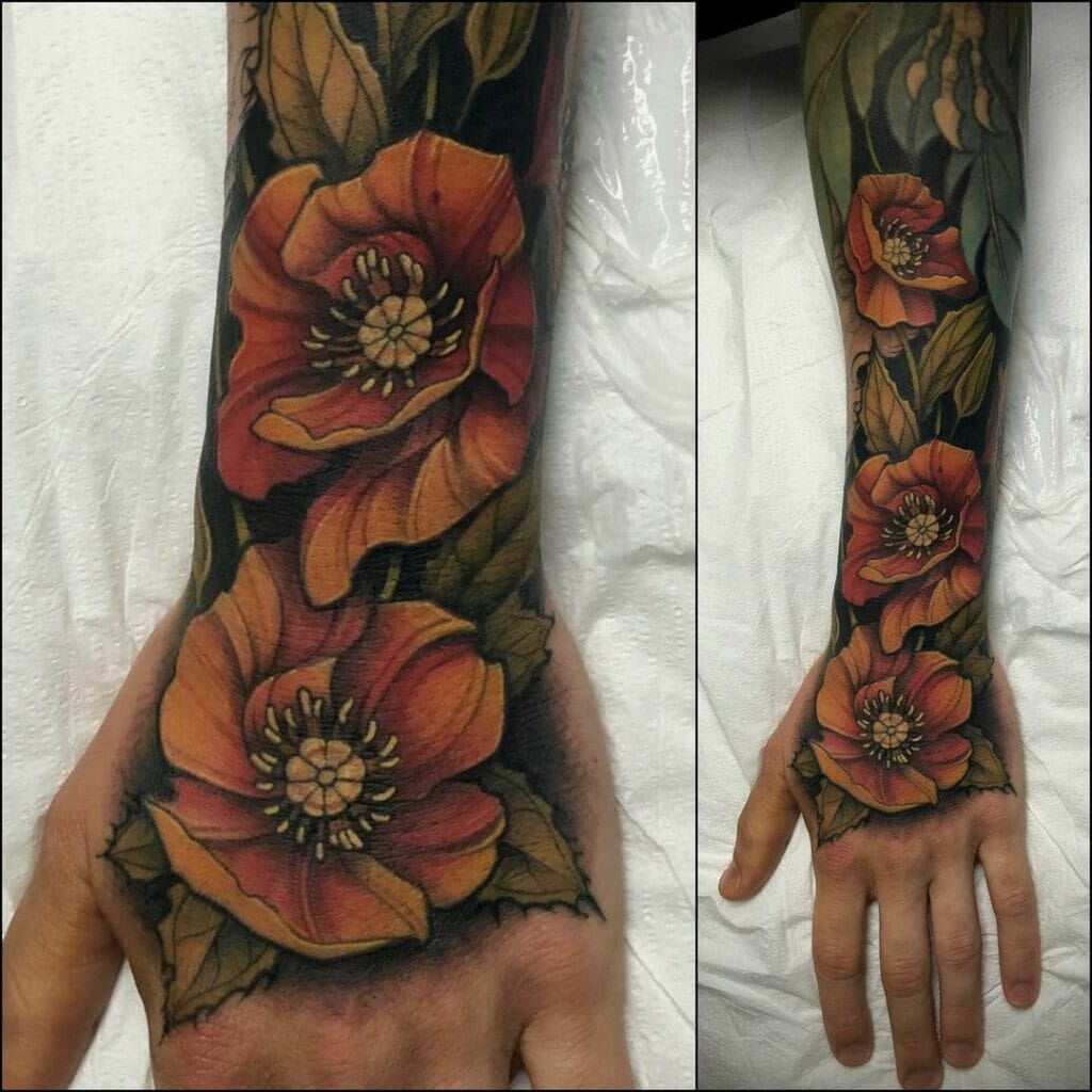 Awe-Inspiring Poppy Flower Tattoo Sleeve