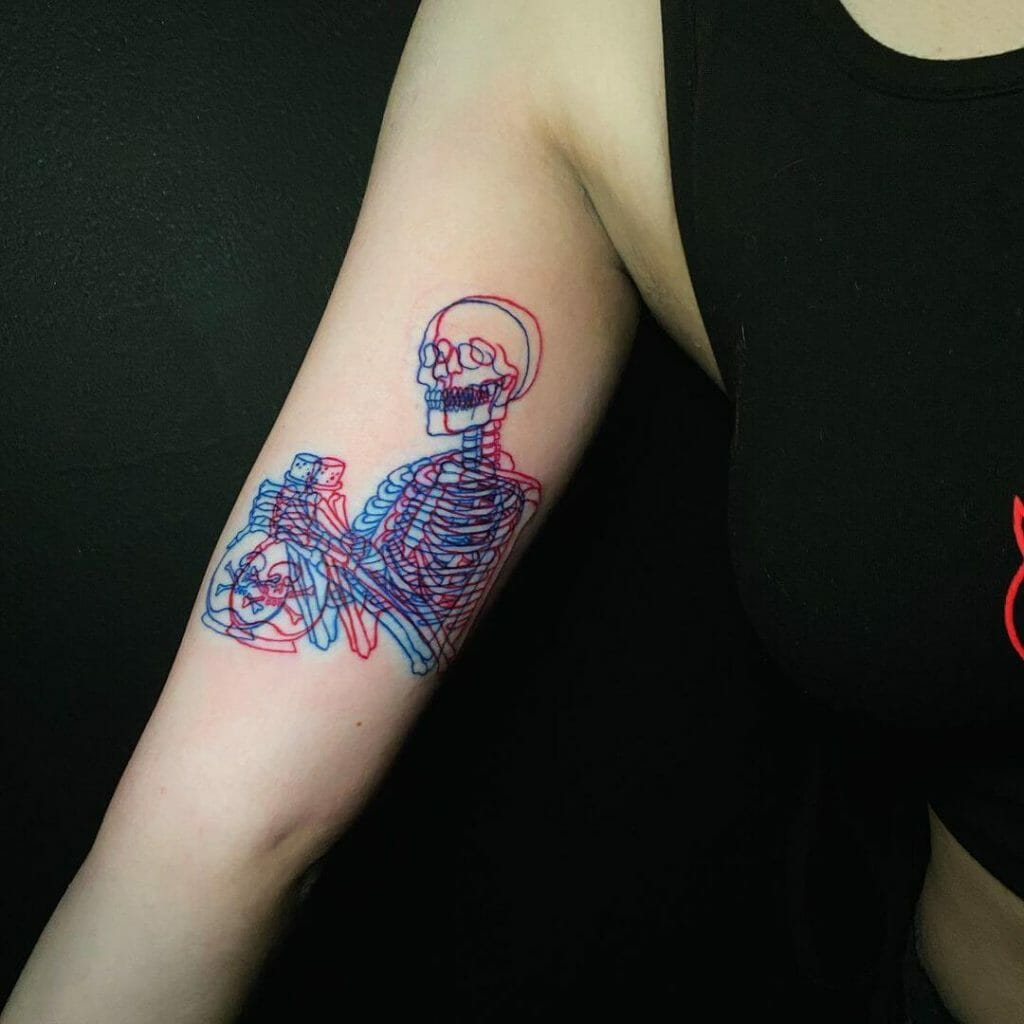 Awesome Anaglyph Skeleton Tattoo Designs