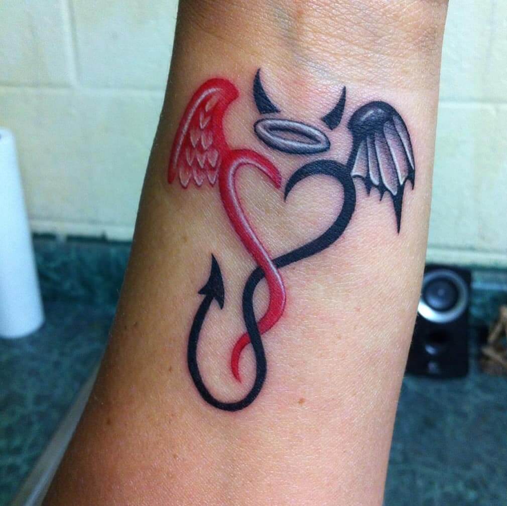 Awesome Angel Devil Tattoo Design For Your Wrist
