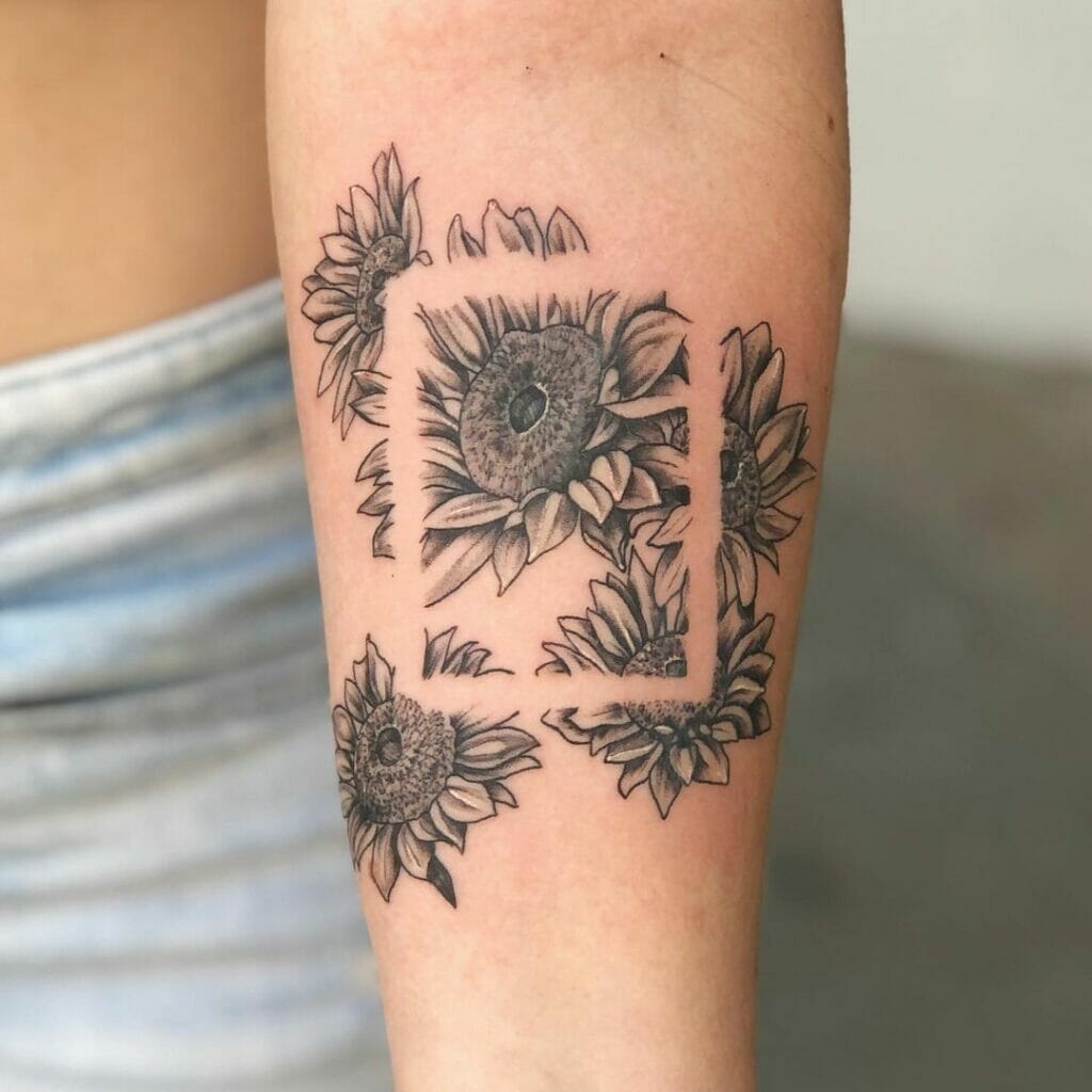 Awesome Negative Space Tattoo Idea With Floral Motifs