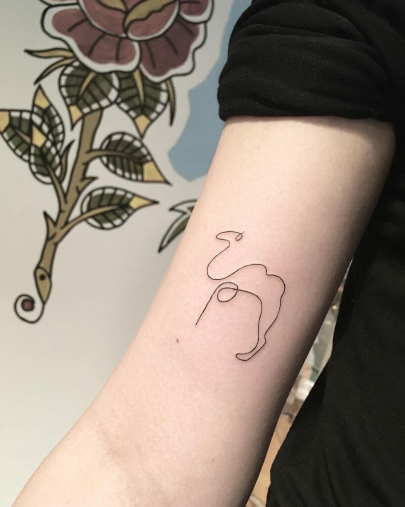 Awesome One-Line Camel Tattoo Design