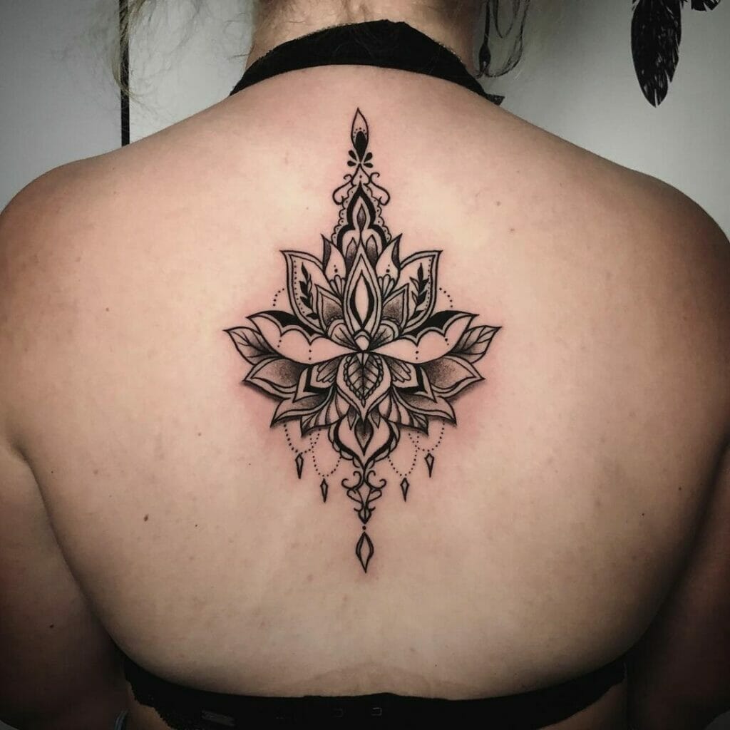 Back Mandala Lotus Flower Tattoo