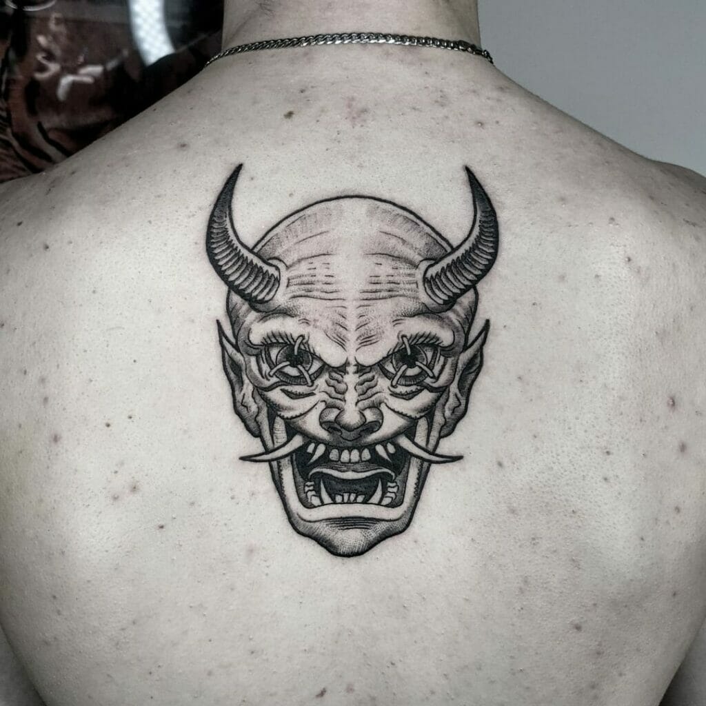 Back Oni Mask Tattoo