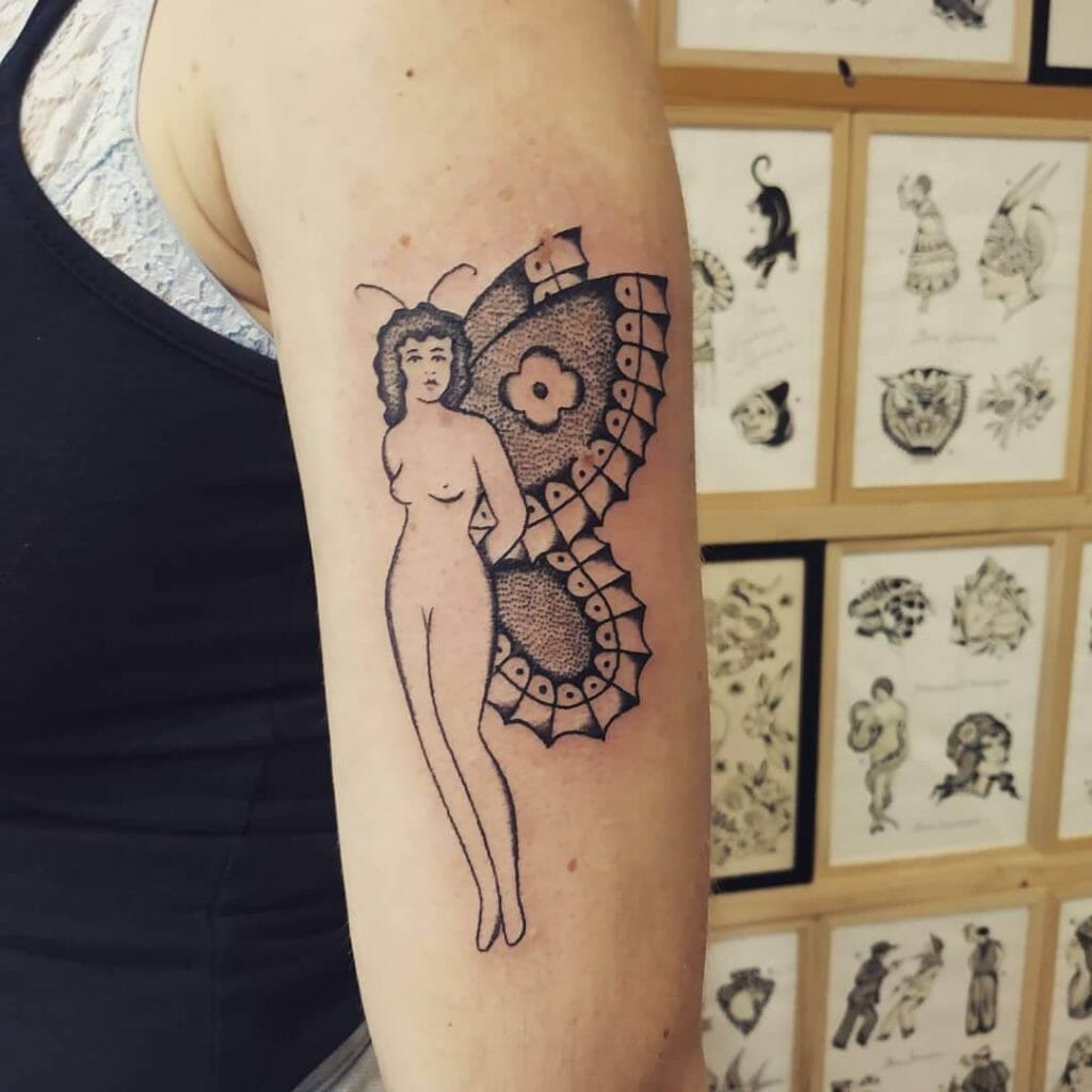 Banksy Butterfly Girl Tattoo