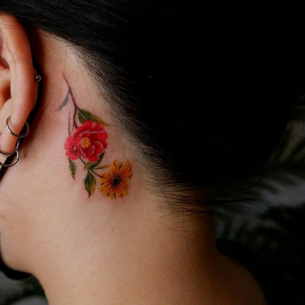 Beautiful Ear Sunflower Tattoo