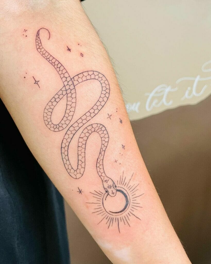 Beautiful Filipino Snake With Sun Tattoo