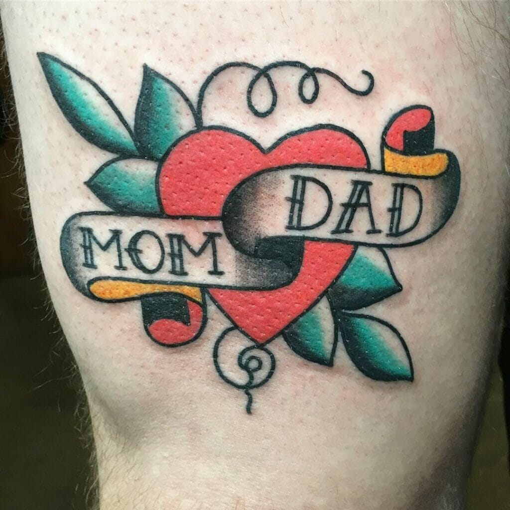 Beautiful Mom Dad Heart Tattoo