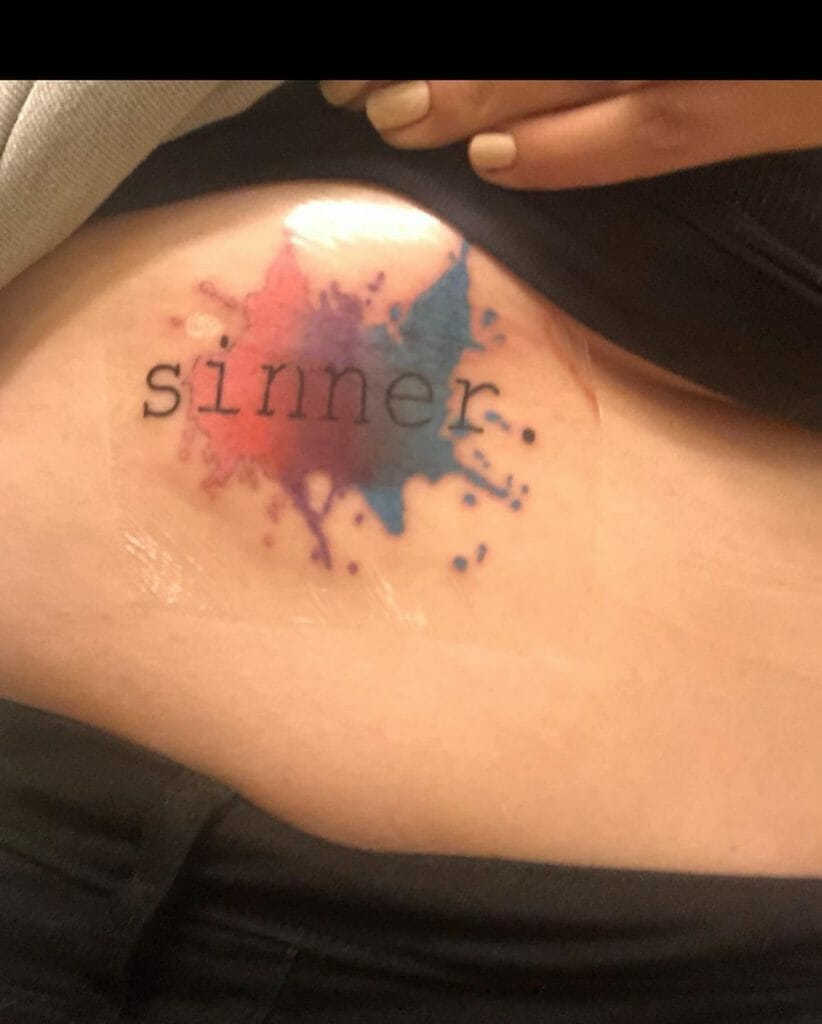 Bi Pride Watercolor Sinner Tattoo