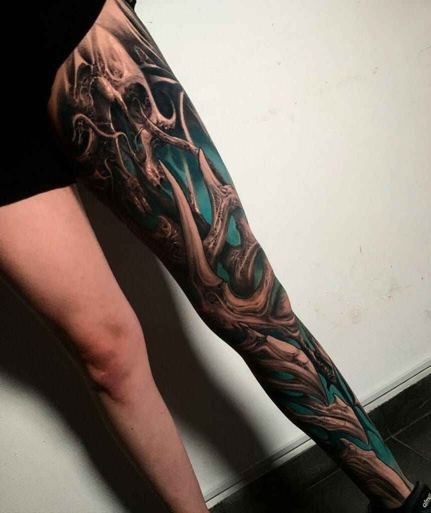 Bio-Organic Leg Sleeve Tattoo