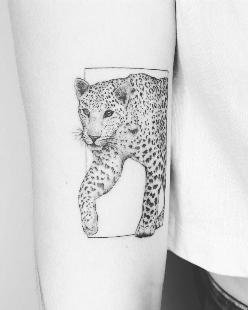 Black And White Full Leopard Tattoo