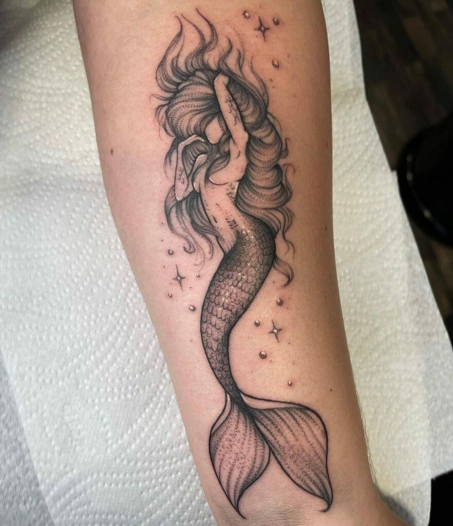 Black And White Mermaid Tattoo Designs