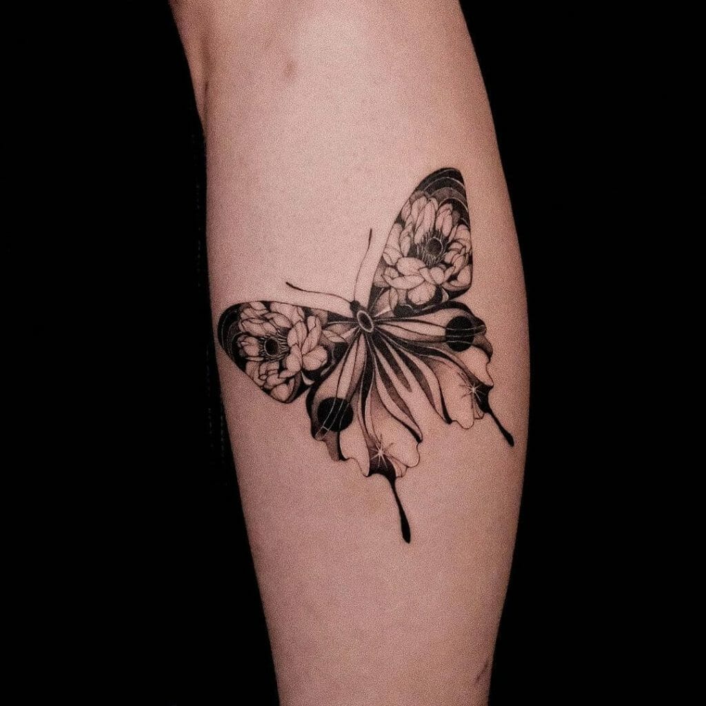 Black Ink Butterfly Tattoo Design
