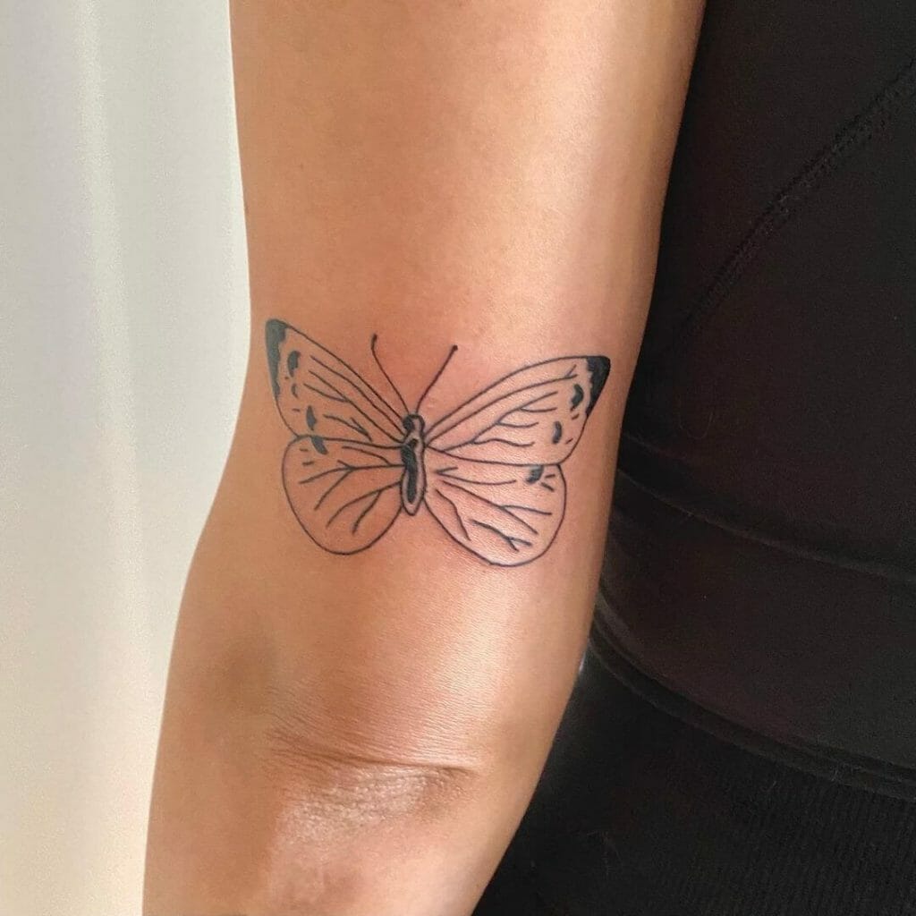 Black-Line Butterfly Tattoo