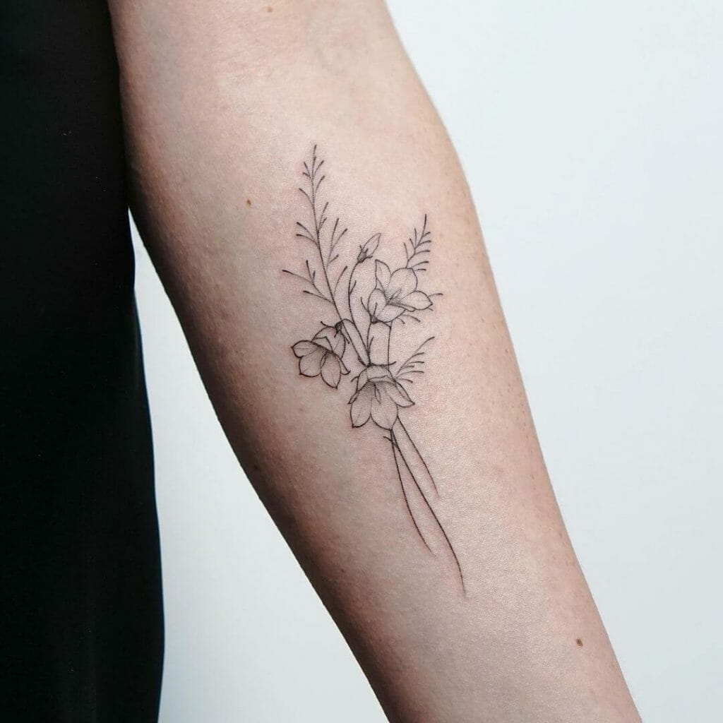 Black Outline Bell Flower Tattoo