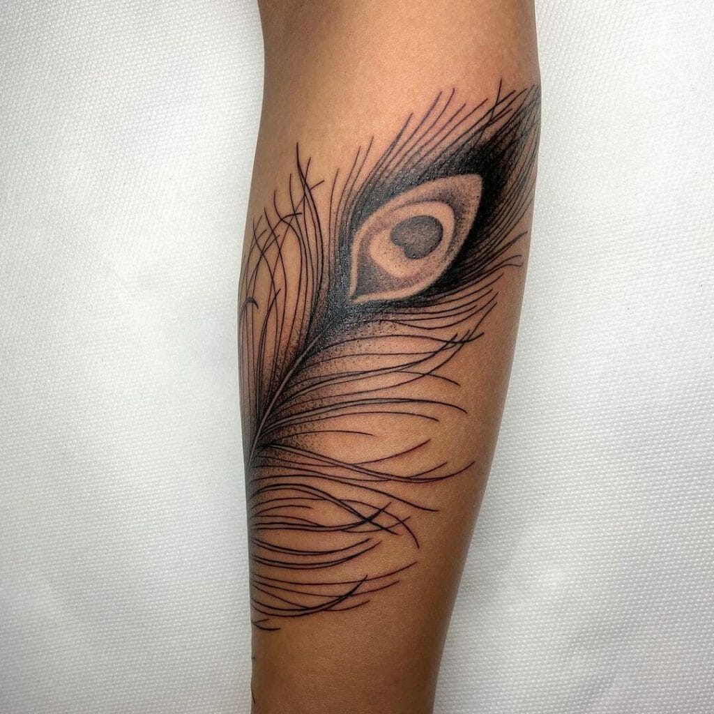 Black Peacock Feather Tattoo Design