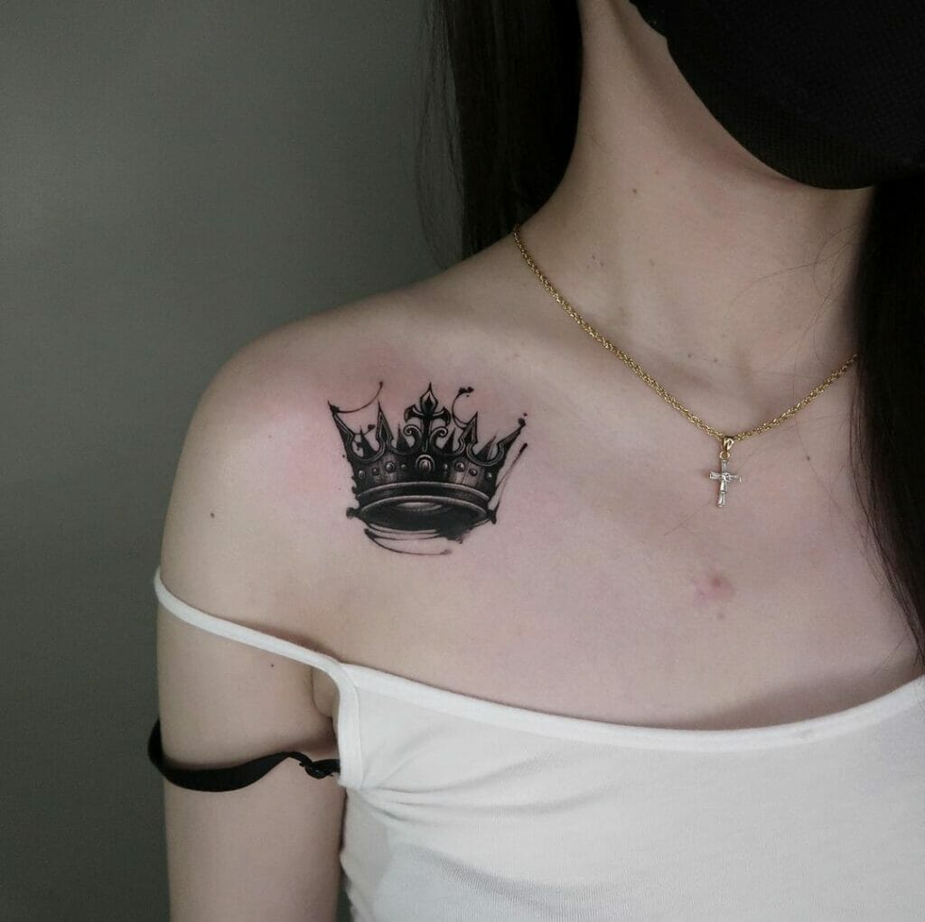 Black Queen Crown Tattoo Idea
