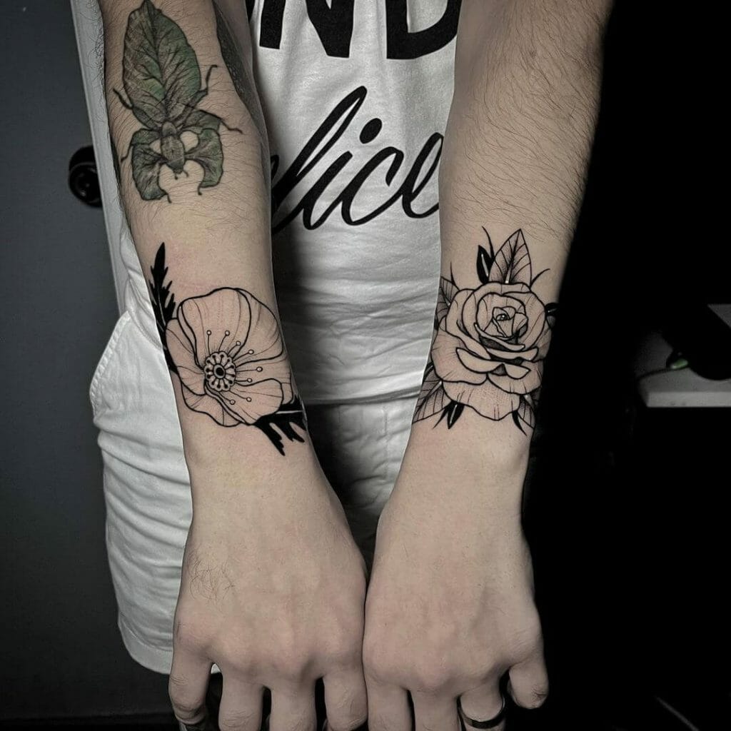 Black Rose Tattoo Sketch Across The Arm