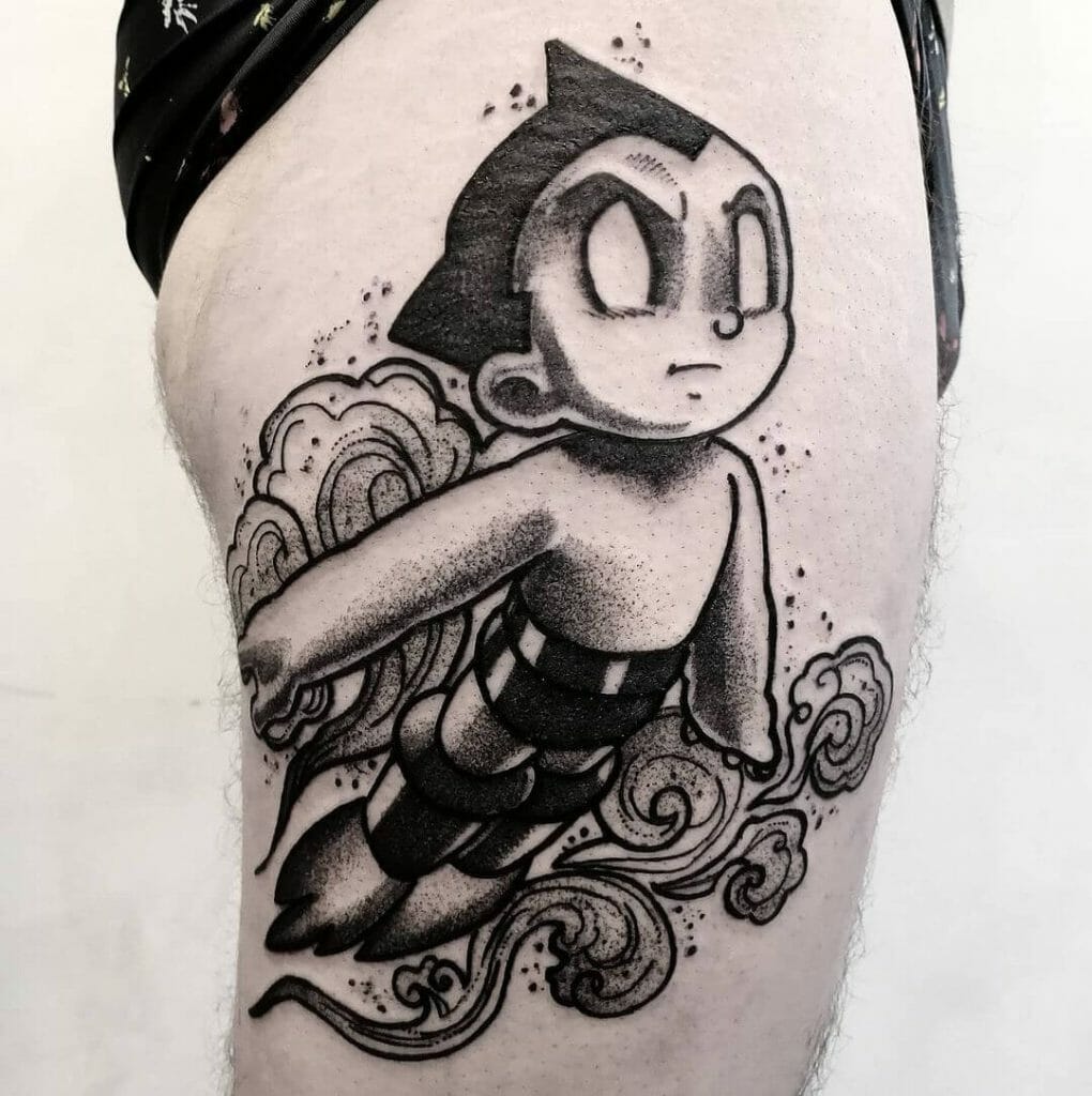 Black Sketched Astro Boy Tattoo