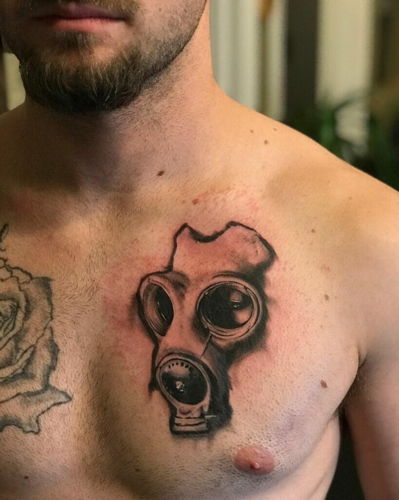 Black-Work Gas Mask Tattoo