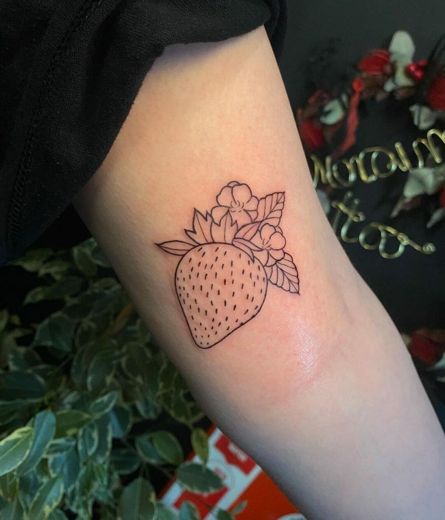Black and White Strawberry Tattoo