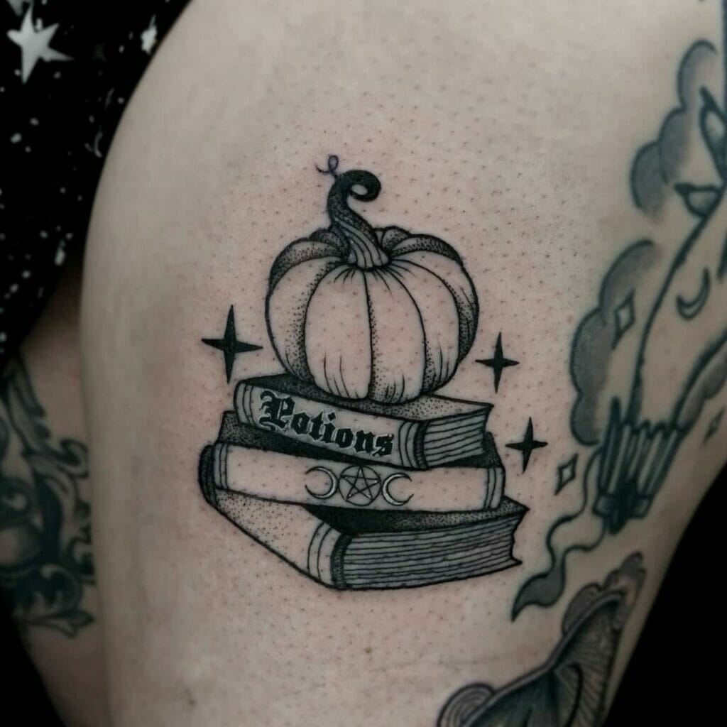 Blackwork Pumpkin Tattoo Design