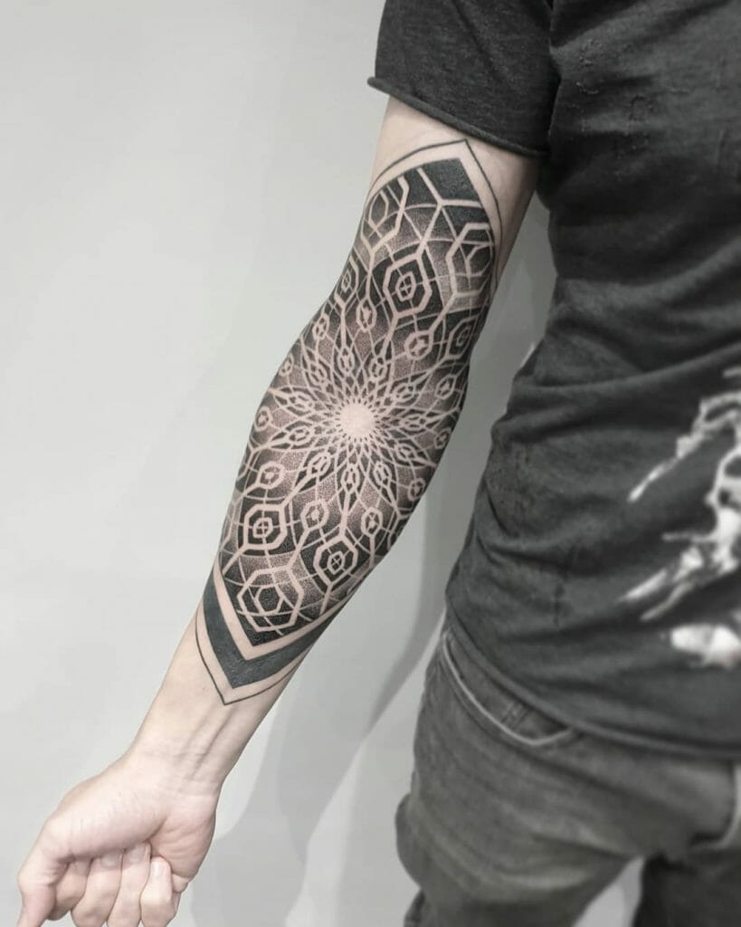 Blackwork Sacred Geometry Sleeve Tattoo